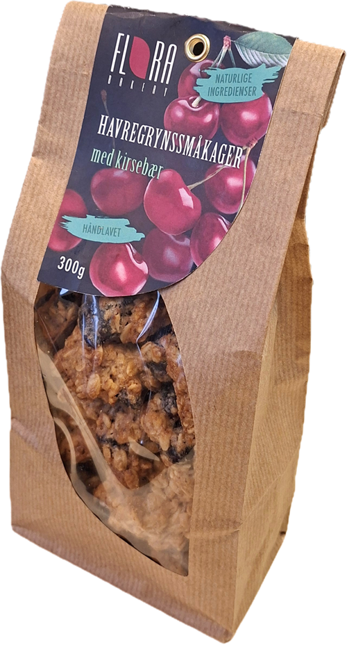 Havregrynssmåkager m. kirsebær 300 g.